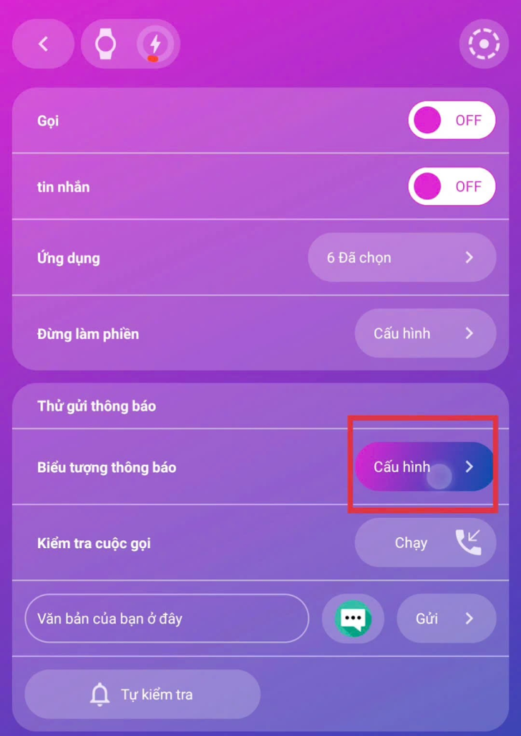 Chọn ứng dụng cần nhận thông báo